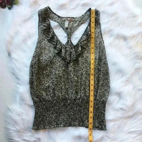 American Rag Sheer Ruffled V Neck Floral Tank Top - Picture 6 of 8